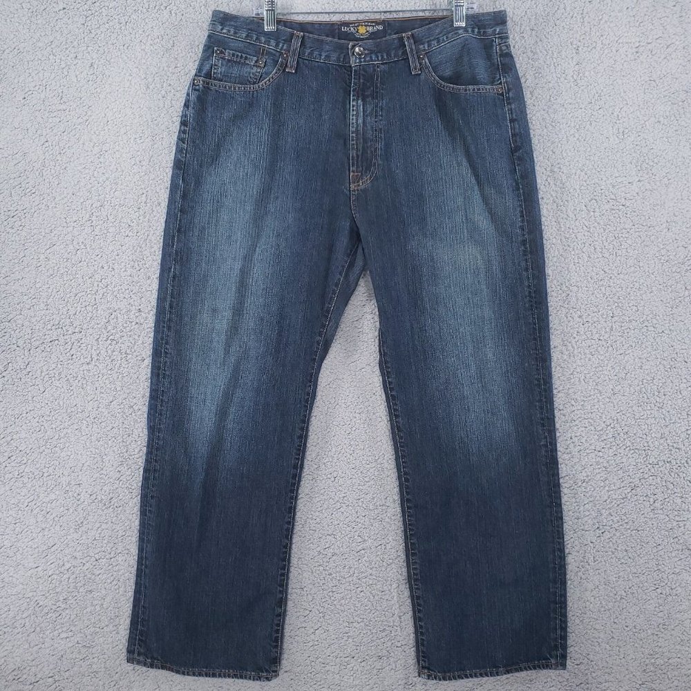 Lucky Brand 181 Straight Jeans Mens 36x29 Faded Dark Washed